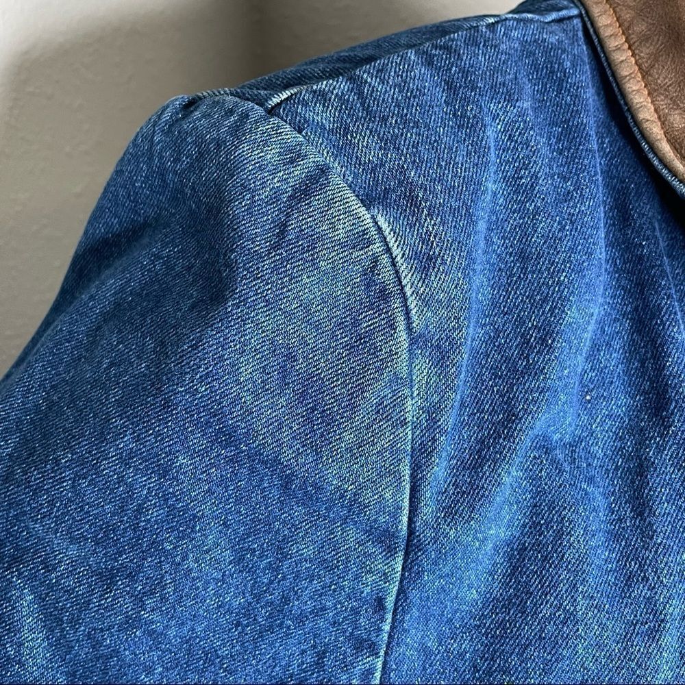 Vintage Forenza Blue Denim with Leather Collar Jacket Size Medium - Picture 14 of 16